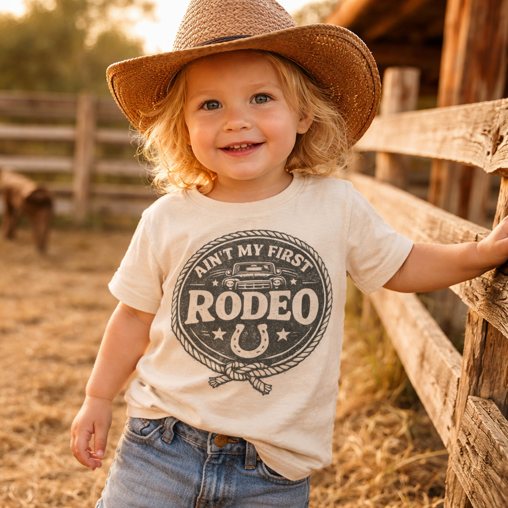 Ain’t My First Rodeo Toddler Shirt | Western Baby Tee | Cowboy Graphic Shirt | Country Kid Outfit | Bella Canvas Natural Tee | Rodeo Birthday Gift