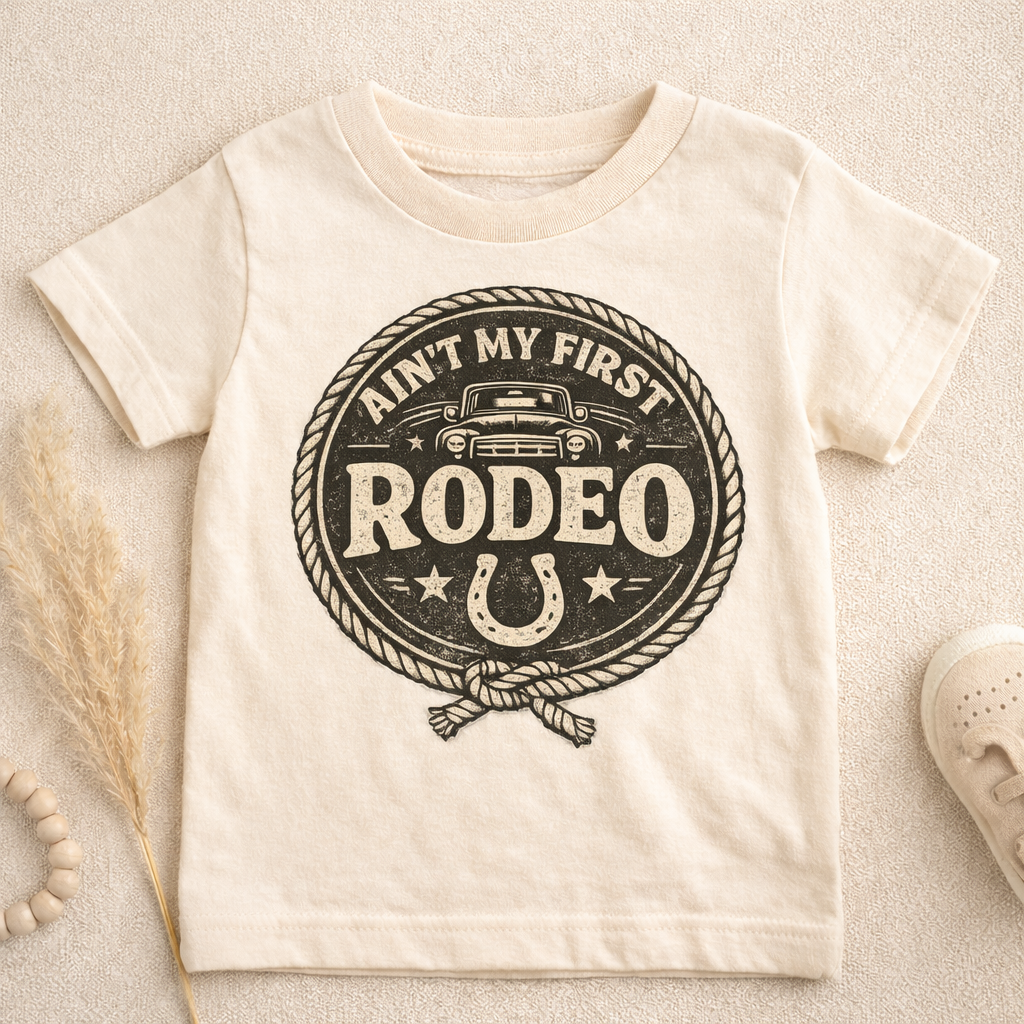 Ain’t My First Rodeo Toddler Shirt | Western Baby Tee | Cowboy Graphic Shirt | Country Kid Outfit | Bella Canvas Natural Tee | Rodeo Birthday Gift