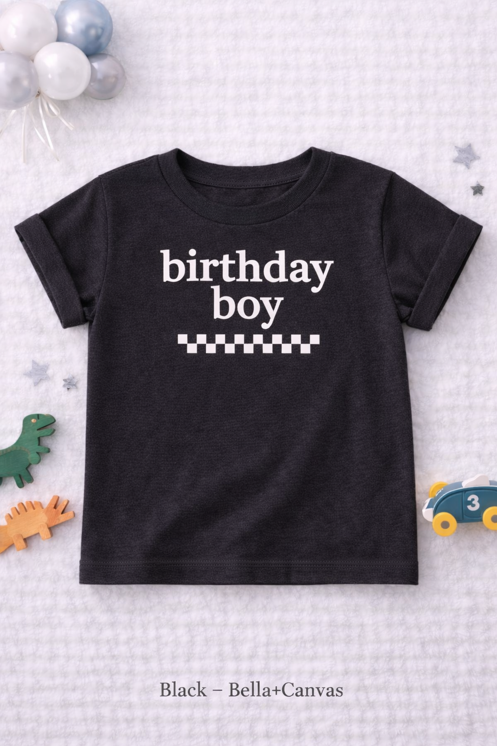 Birthday Boy Shirt – Race Car Birthday Tee – Checkered First Birthday Shirt – Toddler Boy Birthday Outfit – Black Bella Canvas Kids Tee