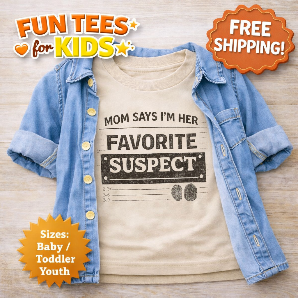 Mom Says I’m Her Favorite Suspect Shirt, Funny Baby Shirt, True Crime Toddler Shirt, Funny Kids Tee, True Crime Mom Gift, Baby Toddler Youth Shirt