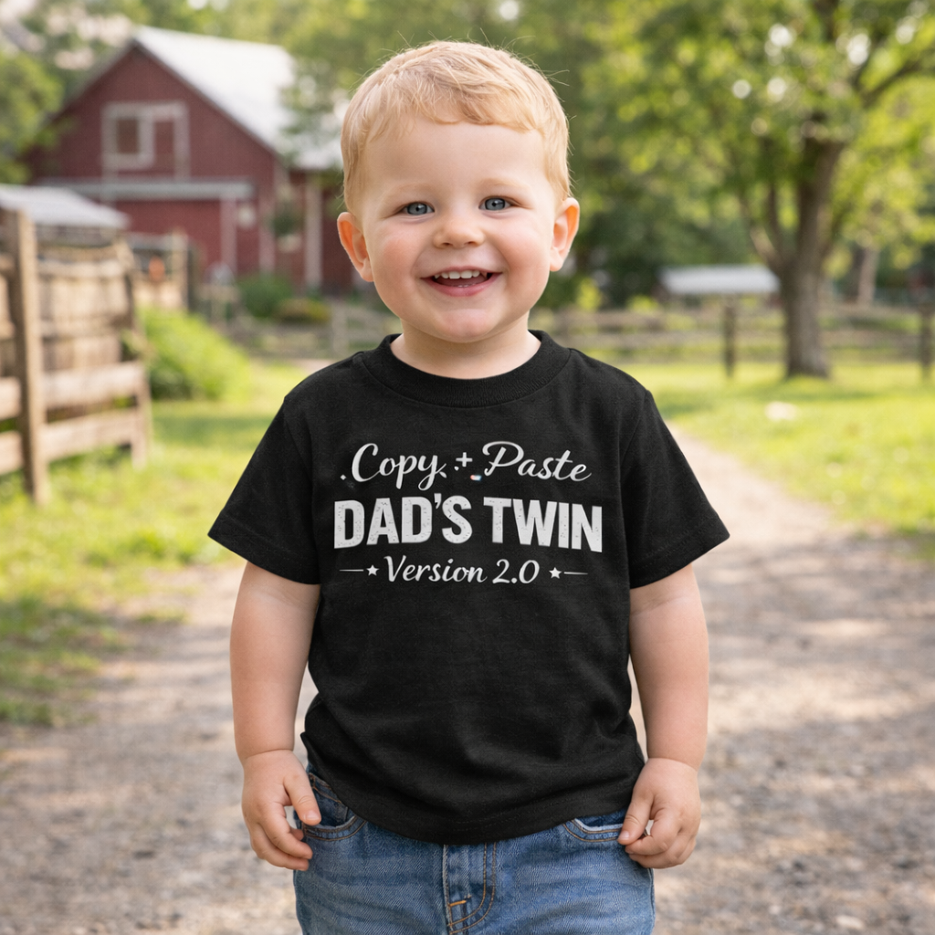 Copy Paste Dad’s Twin Shirt, Matching Dad and Baby Outfit, Funny Father’s Day Toddler Shirt, Mini Me Version 2.0 Tee