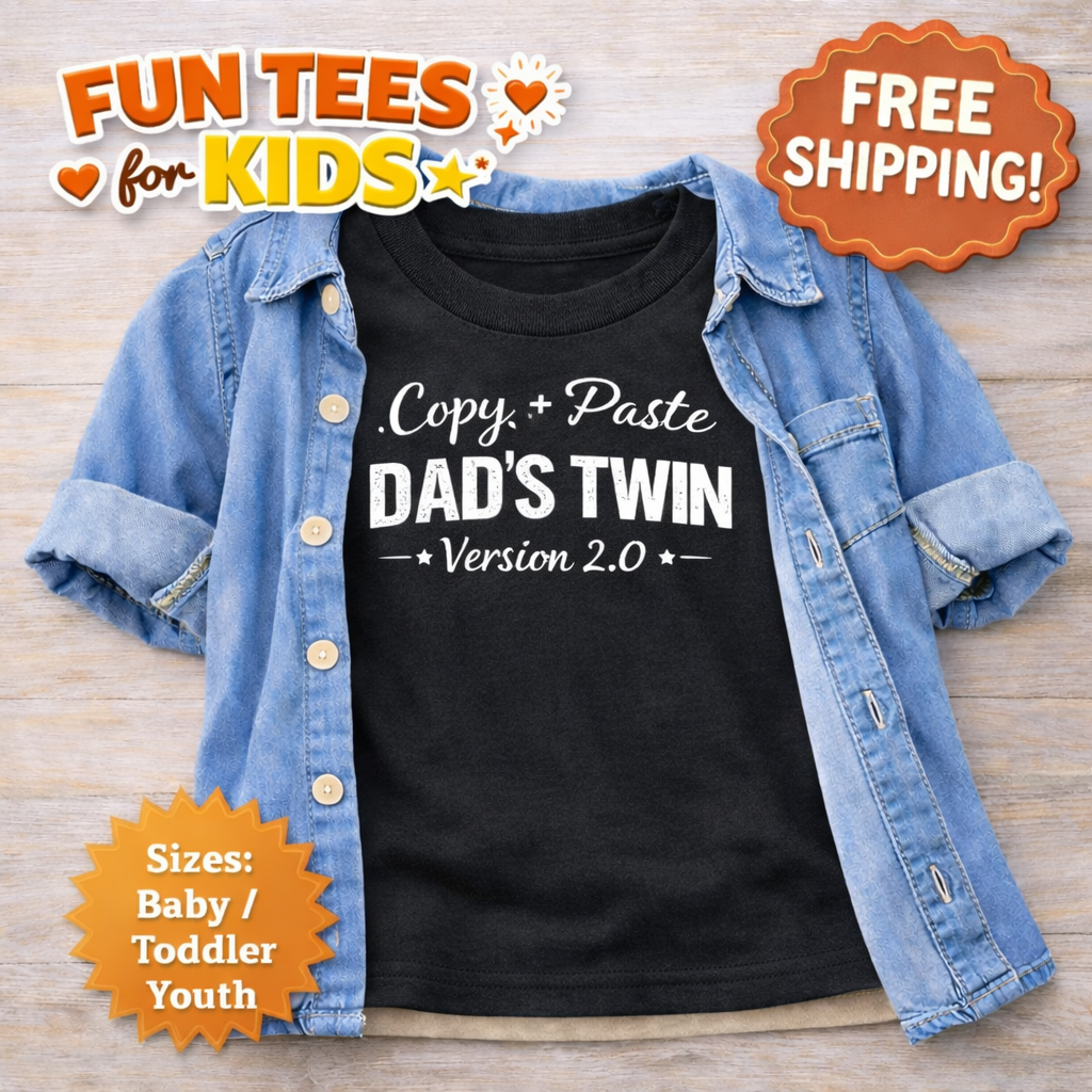 Copy Paste Dad’s Twin Shirt, Matching Dad and Baby Outfit, Funny Father’s Day Toddler Shirt, Mini Me Version 2.0 Tee