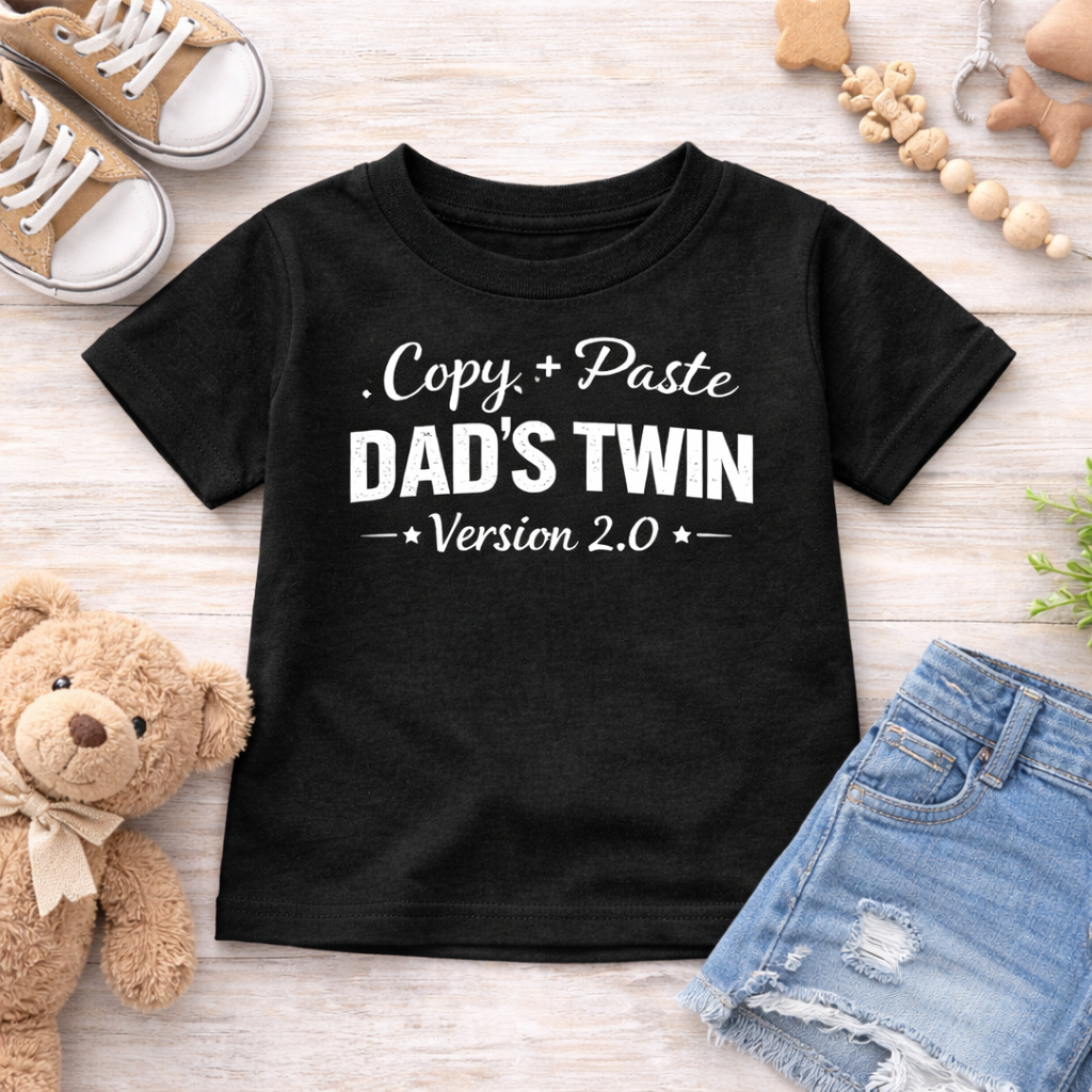 Copy Paste Dad’s Twin Shirt, Matching Dad and Baby Outfit, Funny Father’s Day Toddler Shirt, Mini Me Version 2.0 Tee