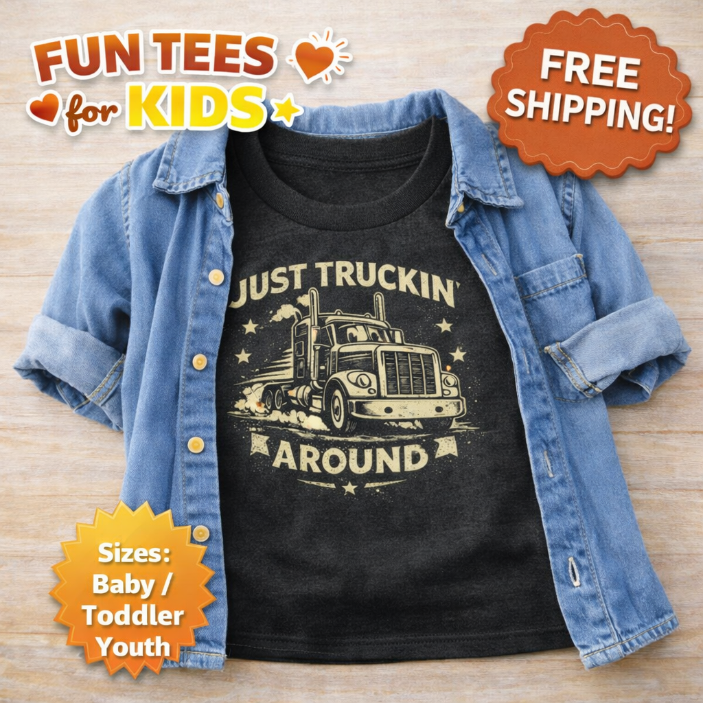Truck Toddler Shirt, Just Truckin Around Kids Tee, Little Trucker Shirt, Baby Boy Truck Shirt, Country Kid Truck Shirt, Semi Truck Toddler Tee