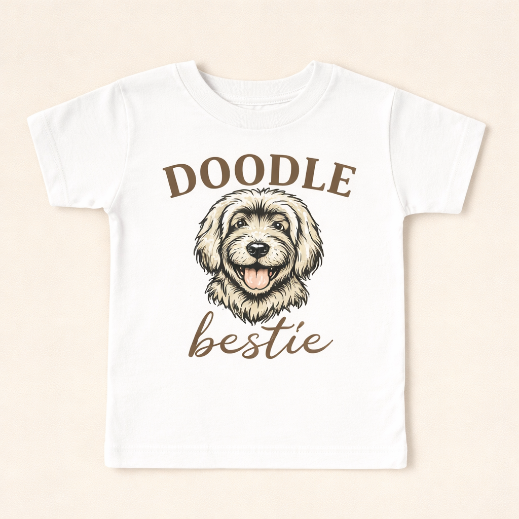 Doodle Bestie Shirt for Kids – Goldendoodle Toddler Tee – Puppy Lover Baby Shirt – Dog Mom Matching Outfit – Trendy Neutral Kids Tee