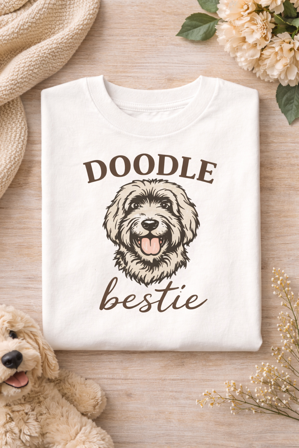 Doodle Bestie Shirt for Kids – Goldendoodle Toddler Tee – Puppy Lover Baby Shirt – Dog Mom Matching Outfit – Trendy Neutral Kids Tee
