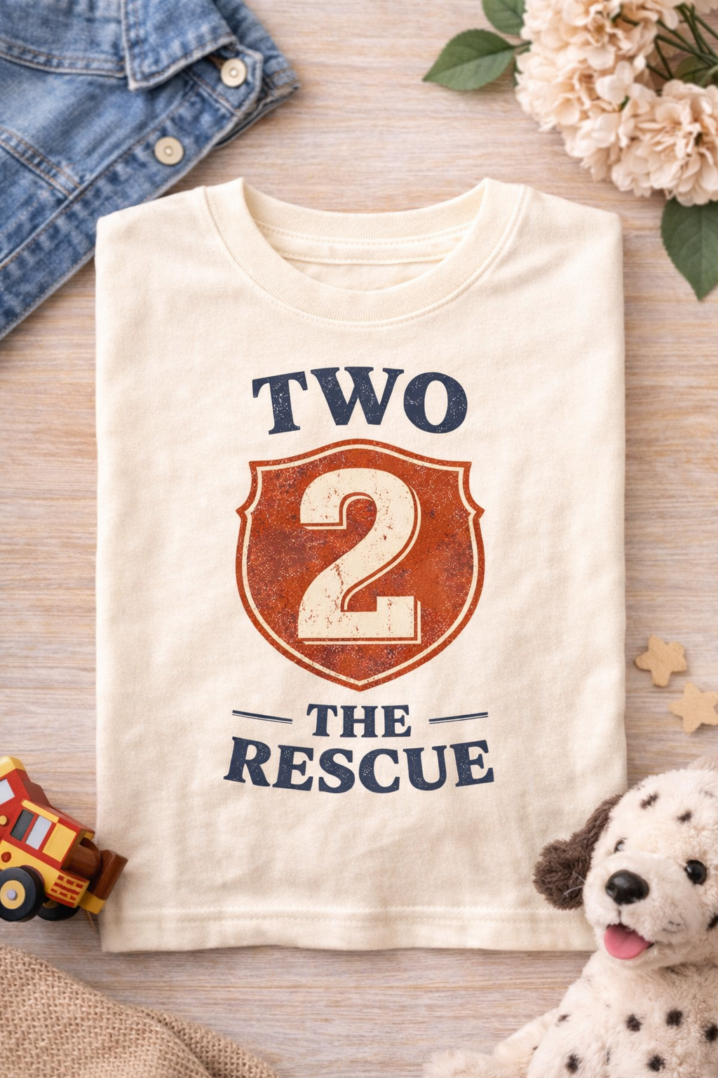 Two The Rescue Birthday Shirt, 2nd Birthday Boy Shirt, Two Year Old Birthday Outfit, Vintage Firefighter Theme, Second Birthday Tee, Baby Toddler Youth