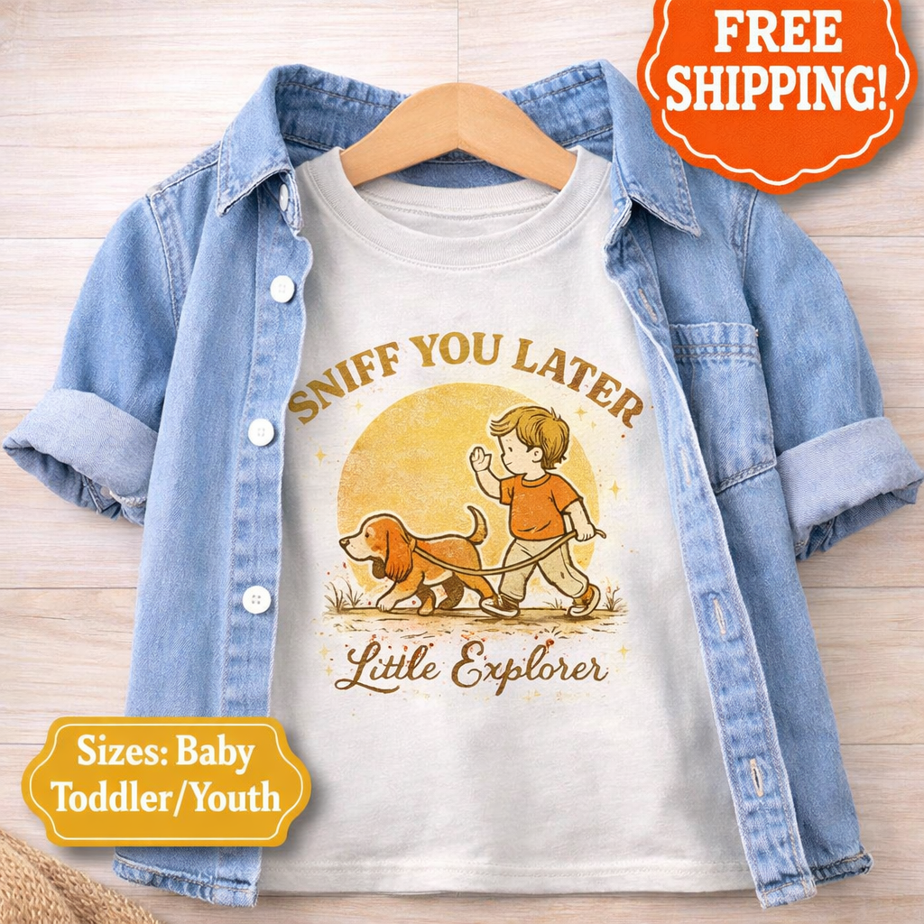 Sniff You Later Toddler Shirt, Funny Dog Kids Tee, Little Explorer Shirt, Puppy Lover Gift, Vintage Dog Graphic, Baby Toddler Youth Top