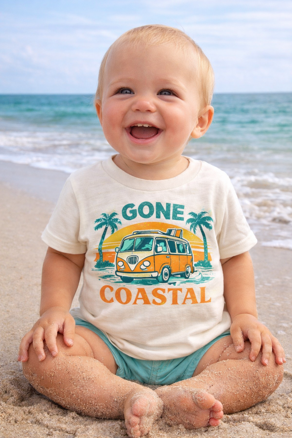 Gone Coastal Kids Shirt – Retro Beach Van Toddler Tee – Summer Vacation Baby Shirt – Surf Bus Graphic T Shirt – Baby Toddler Youth