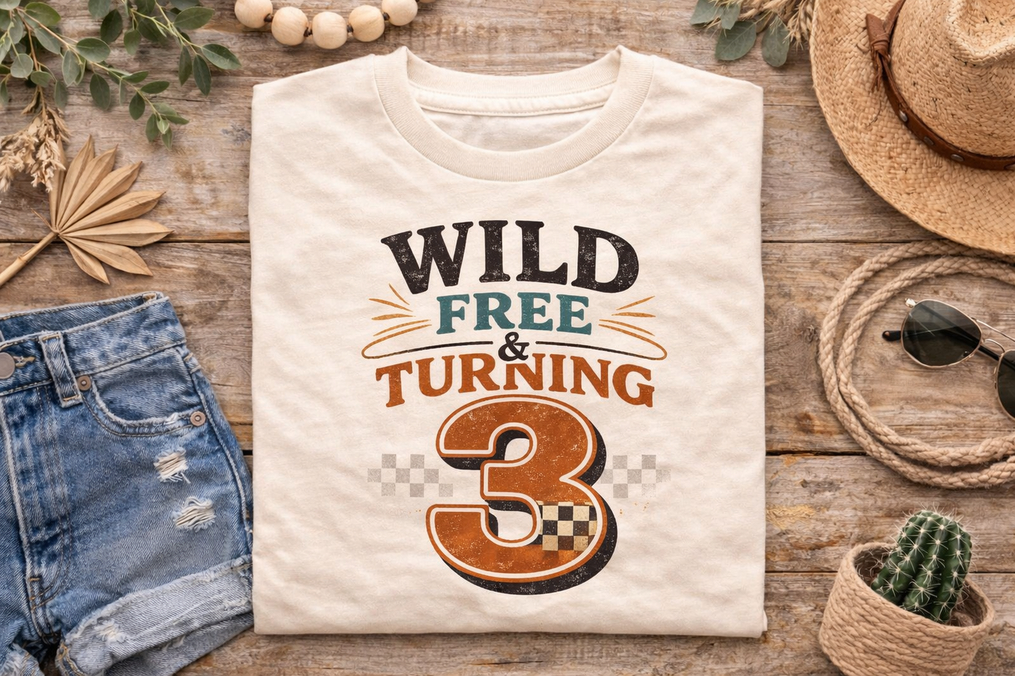 Wild Free & Turning 3 Shirt – 3rd Birthday Boy Shirt – Western Racing Birthday Tee – Dirt Bike Birthday Outfit – Third Birthday Shirt Toddler