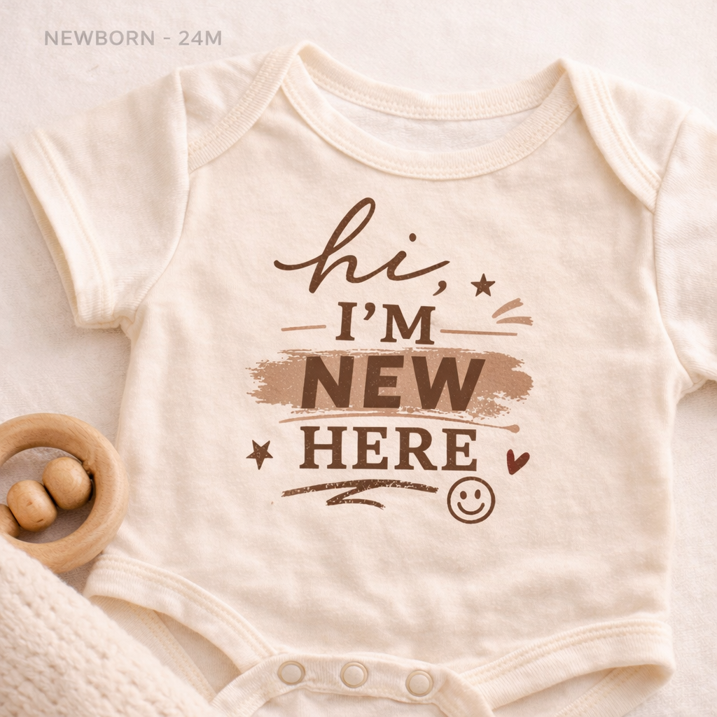 Hi I’m New Here Onesie | Newborn Announcement Outfit | Coming Home Baby Bodysuit | Gender Neutral Hospital Outfit | Baby Shower Gift
