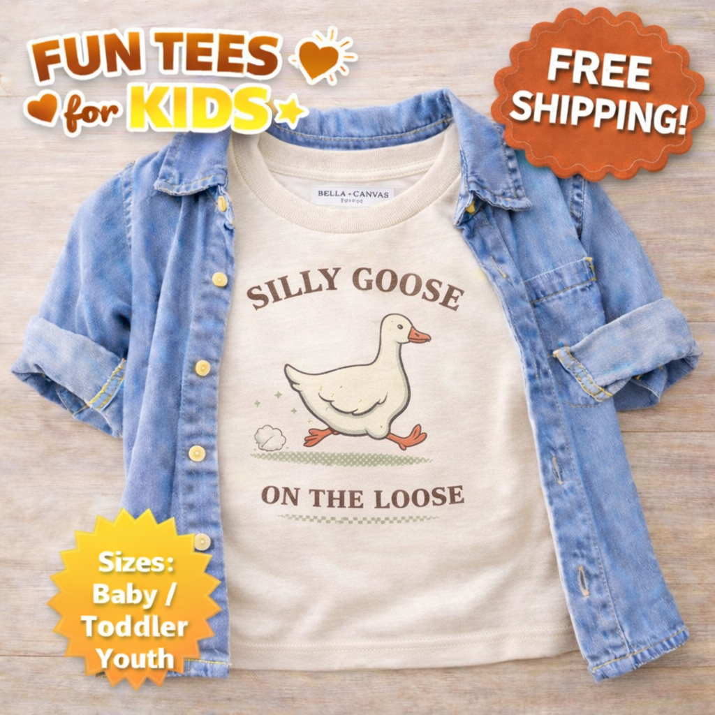 Silly Goose On The Loose Shirt | Funny Toddler Goose Tee | Farm Animal Kids Shirt | Neutral Baby Outfit | Birthday Gift for Toddler