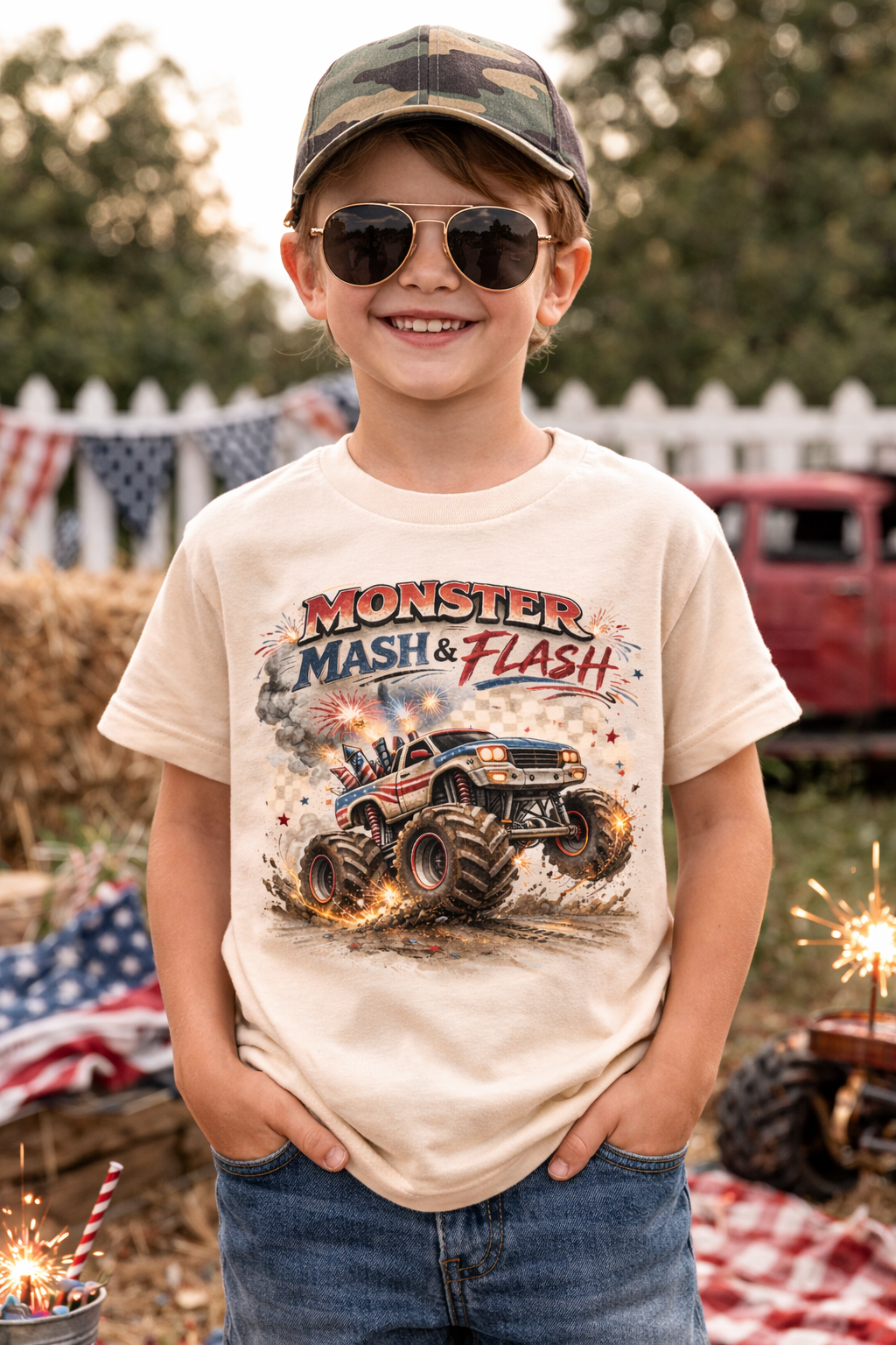 Monster Mash & Flash Monster Truck Shirt, Toddler Truck Shirt, Boys Monster Truck Tee, Kids Truck Shirt, Patriotic Truck Shirt, Monster Truck Kids Tee