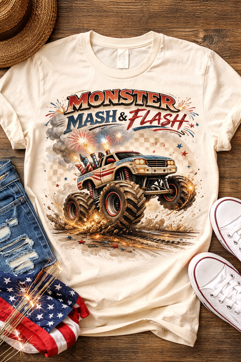 Monster Mash & Flash Monster Truck Shirt, Toddler Truck Shirt, Boys Monster Truck Tee, Kids Truck Shirt, Patriotic Truck Shirt, Monster Truck Kids Tee