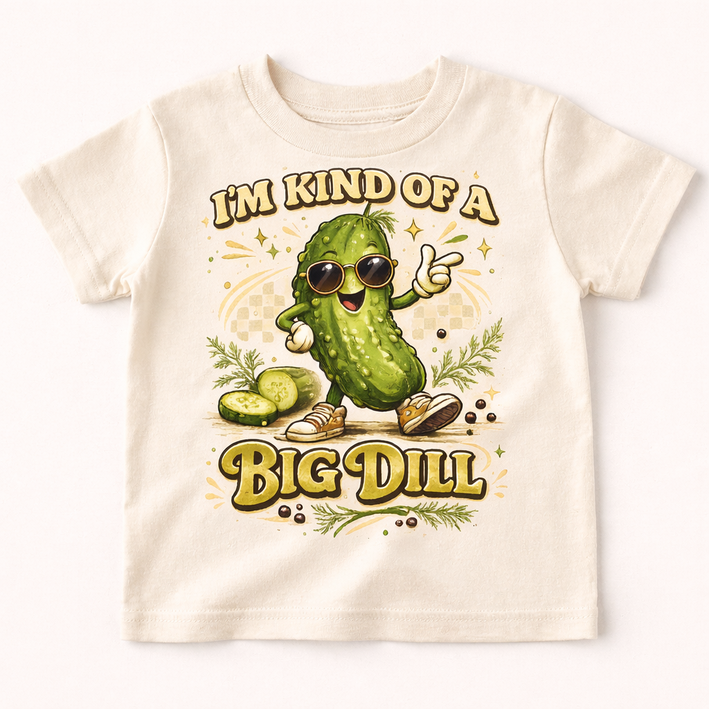 I'm Kind of a Big Dill Toddler Shirt, Funny Pickle Kids Tee, Cute Food Pun Shirt for Kids, Silly Toddler Graphic Tee, Funny Kids Pun Shirt