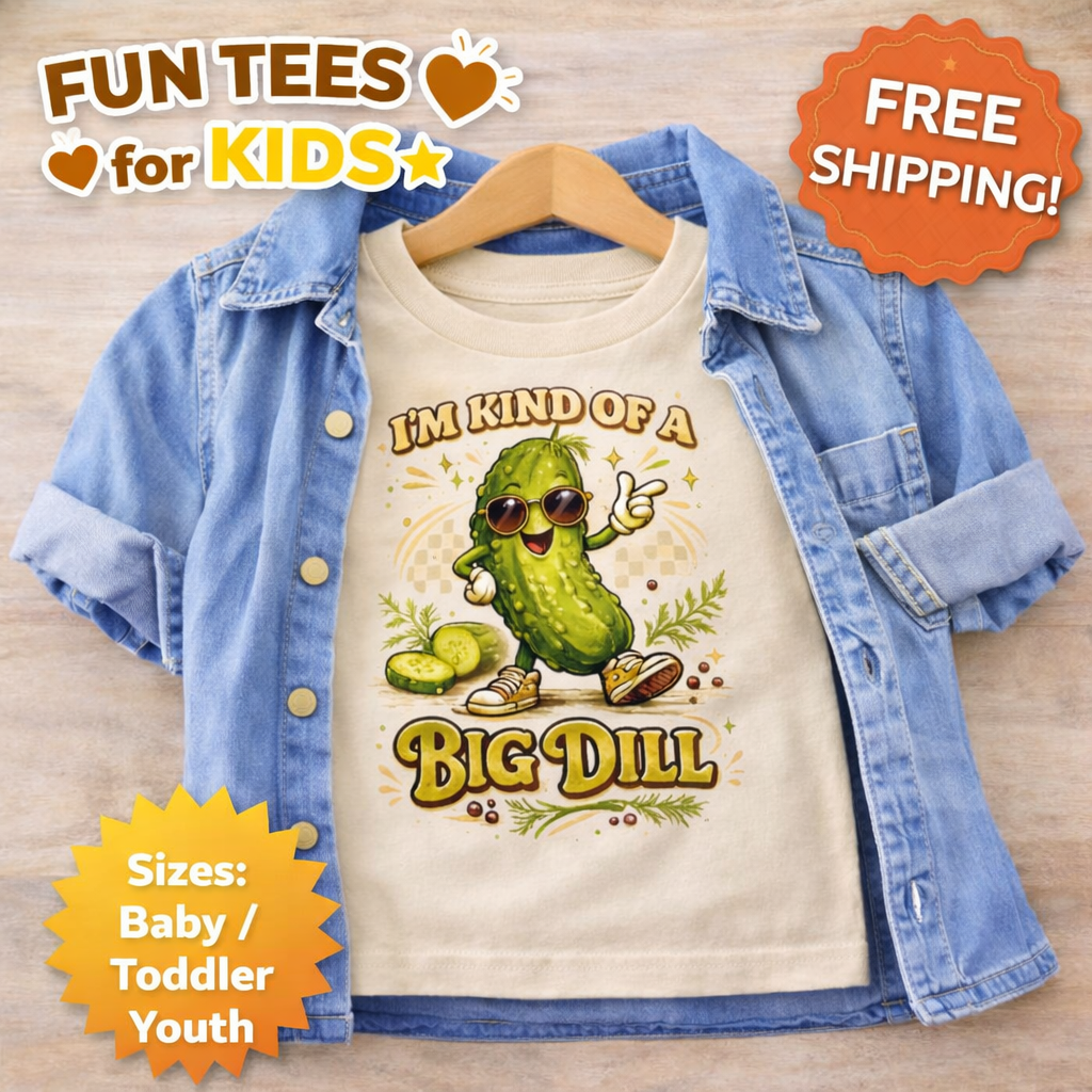 I'm Kind of a Big Dill Toddler Shirt, Funny Pickle Kids Tee, Cute Food Pun Shirt for Kids, Silly Toddler Graphic Tee, Funny Kids Pun Shirt