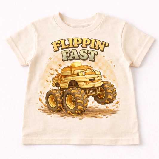 Flippin Fast Toddler Shirt, Funny Pancake Monster Truck Tee, Cute Breakfast Kids Shirt, Funny Food Pun Toddler Tee, Monster Truck Kids Shirt