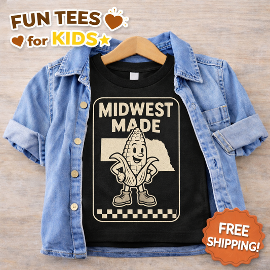 Midwest Made Toddler Shirt | Nebraska Kids Shirt | Farm Kid Shirt | Country Toddler Tee | Corn Kid Shirt | Midwest Baby Shirt | Rural Kids Tee