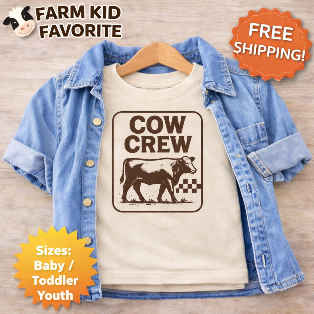 Cow Crew Toddler Shirt, Farm Kid Shirt, Country Kids Tee, Farm Life Baby Shirt, Western Toddler Outfit, Farm Animal Shirt, Cowboy Kid Gift