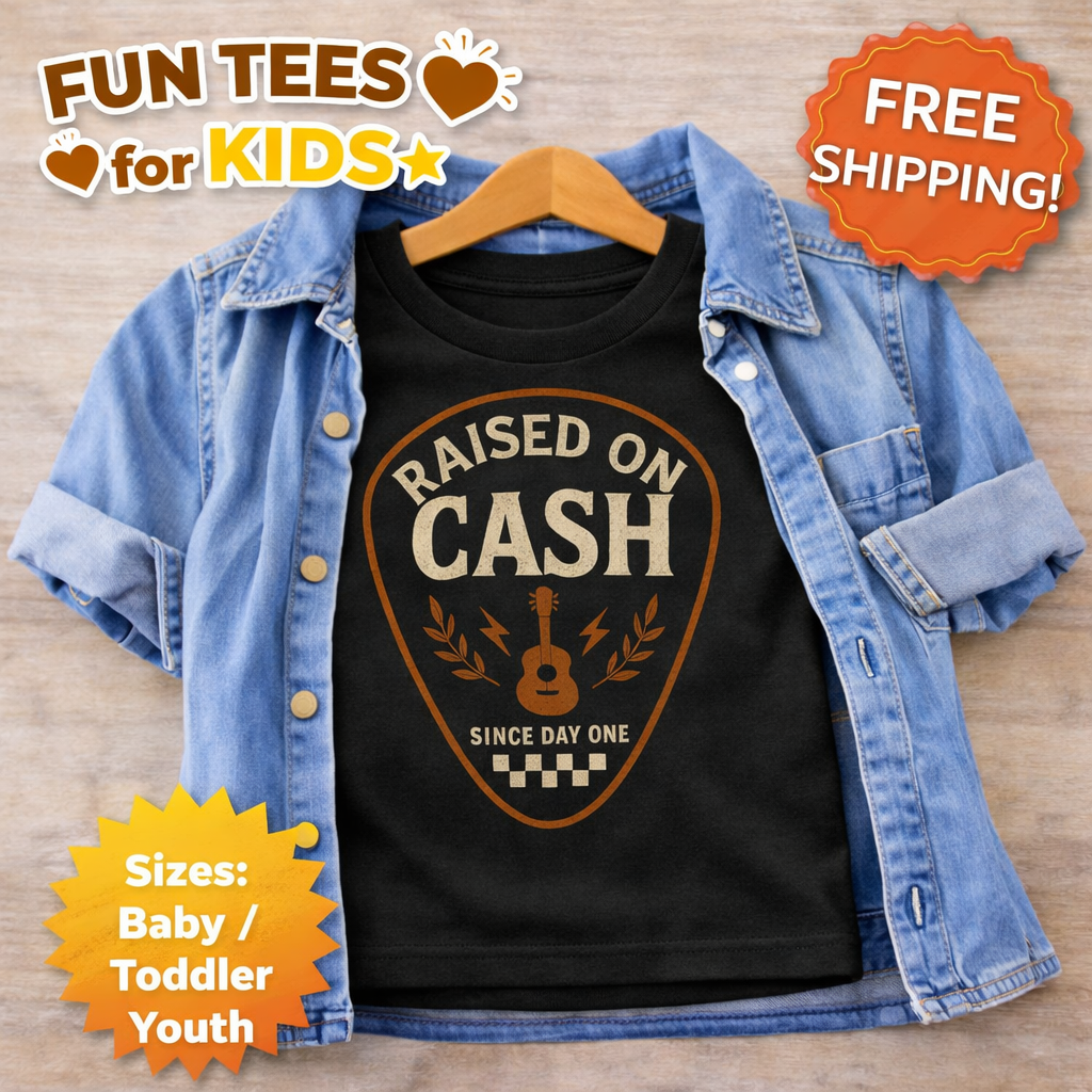 Raised On Cash Kids Shirt, Country Kids Shirt, Western Toddler Shirt, Cash Country Shirt, Boy Country Shirt, Guitar Country Tee, Kids Western Tee