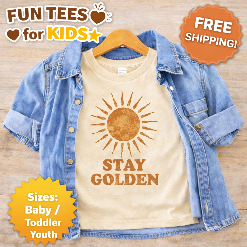 Stay Golden Toddler Shirt, Retro Sun Kids Tee, Boho Sunshine Toddler Shirt, Neutral Kids Graphic Tee, Baby Toddler Youth Shirt, Summer Kids Outfit