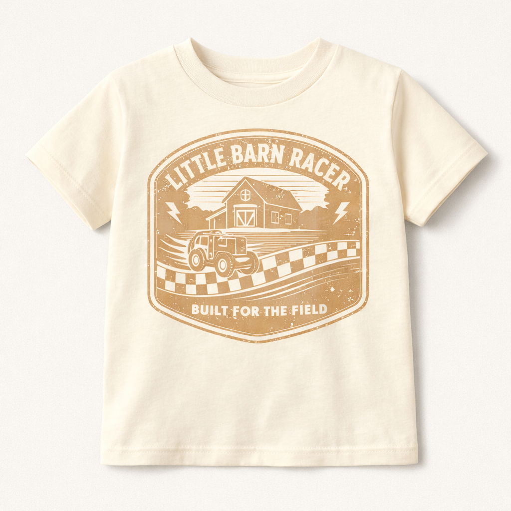 Little Barn Racer Kids Shirt, Farm Kid Truck Shirt, Country Kids Tee, Tractor Farm Shirt for Boys, Farm Life Kids Shirt, Toddler Truck Shirt, Rural Kid Gift