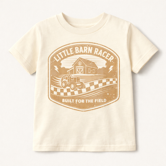 Little Barn Racer Kids Shirt, Farm Kid Truck Shirt, Country Kids Tee, Tractor Farm Shirt for Boys, Farm Life Kids Shirt, Toddler Truck Shirt, Rural Kid Gift