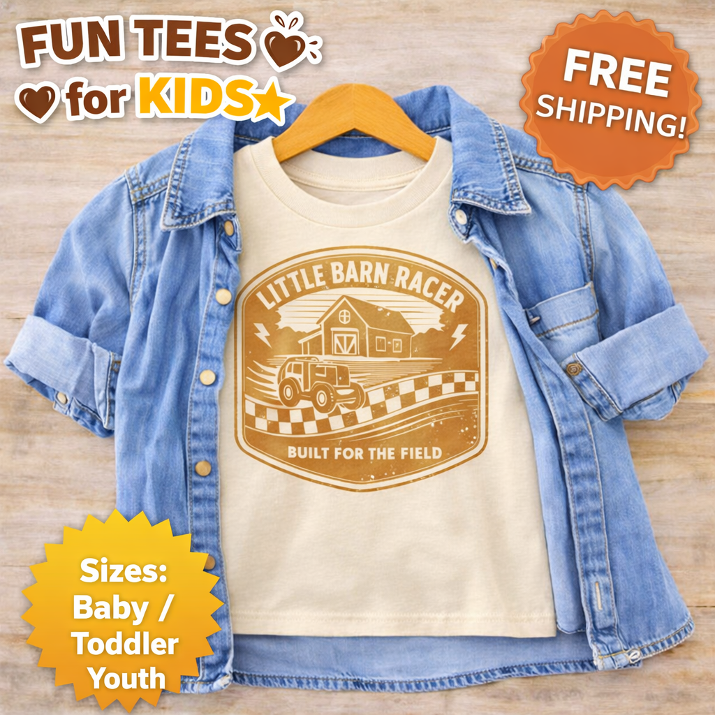 Little Barn Racer Kids Shirt, Farm Kid Truck Shirt, Country Kids Tee, Tractor Farm Shirt for Boys, Farm Life Kids Shirt, Toddler Truck Shirt, Rural Kid Gift