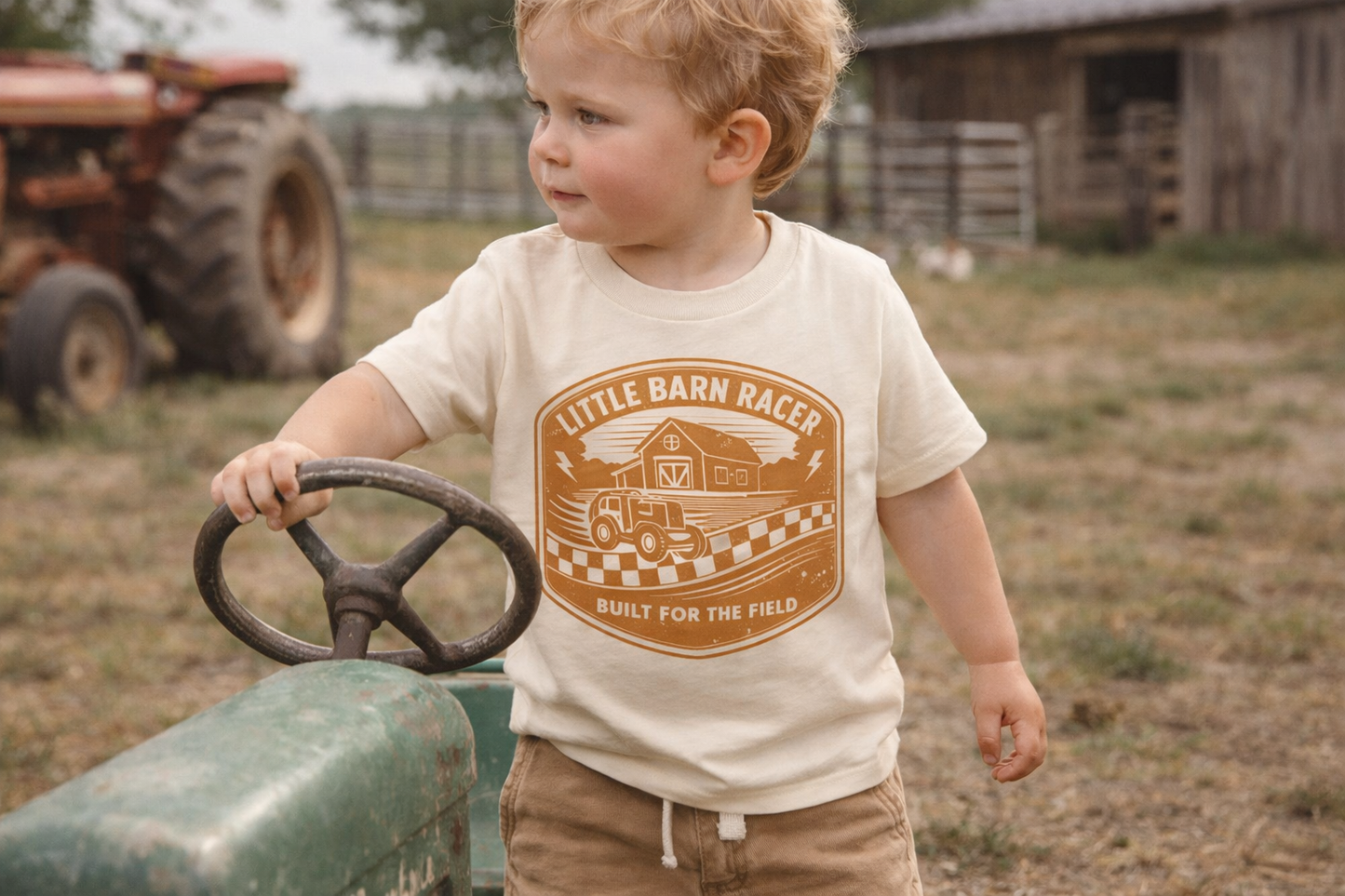 Little Barn Racer Kids Shirt, Farm Kid Truck Shirt, Country Kids Tee, Tractor Farm Shirt for Boys, Farm Life Kids Shirt, Toddler Truck Shirt, Rural Kid Gift