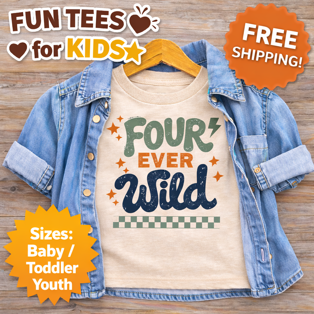 Four Ever Wild Birthday Shirt | 4th Birthday Shirt Boy | Wild Four Birthday Outfit | Toddler Birthday Shirt | 4 Year Old Birthday Tee