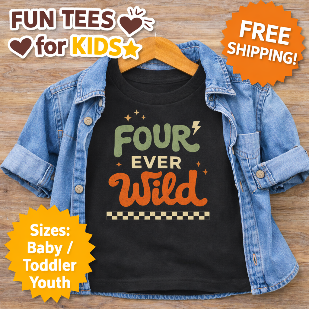 4th Birthday Shirt Four Ever Shirt Kids 4 Year Old Birthday Outfit Girl or Boy Fourth Birthday Tee Four Ever Loved Party Shirt Kids Gift