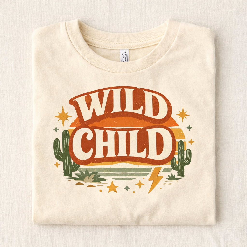 Wild Child Toddler Shirt, Retro Kids Graphic Tee, Boho Toddler Shirt, Western Kids Shirt, Vintage Style Kids Tee, Toddler Boy Girl Outfit