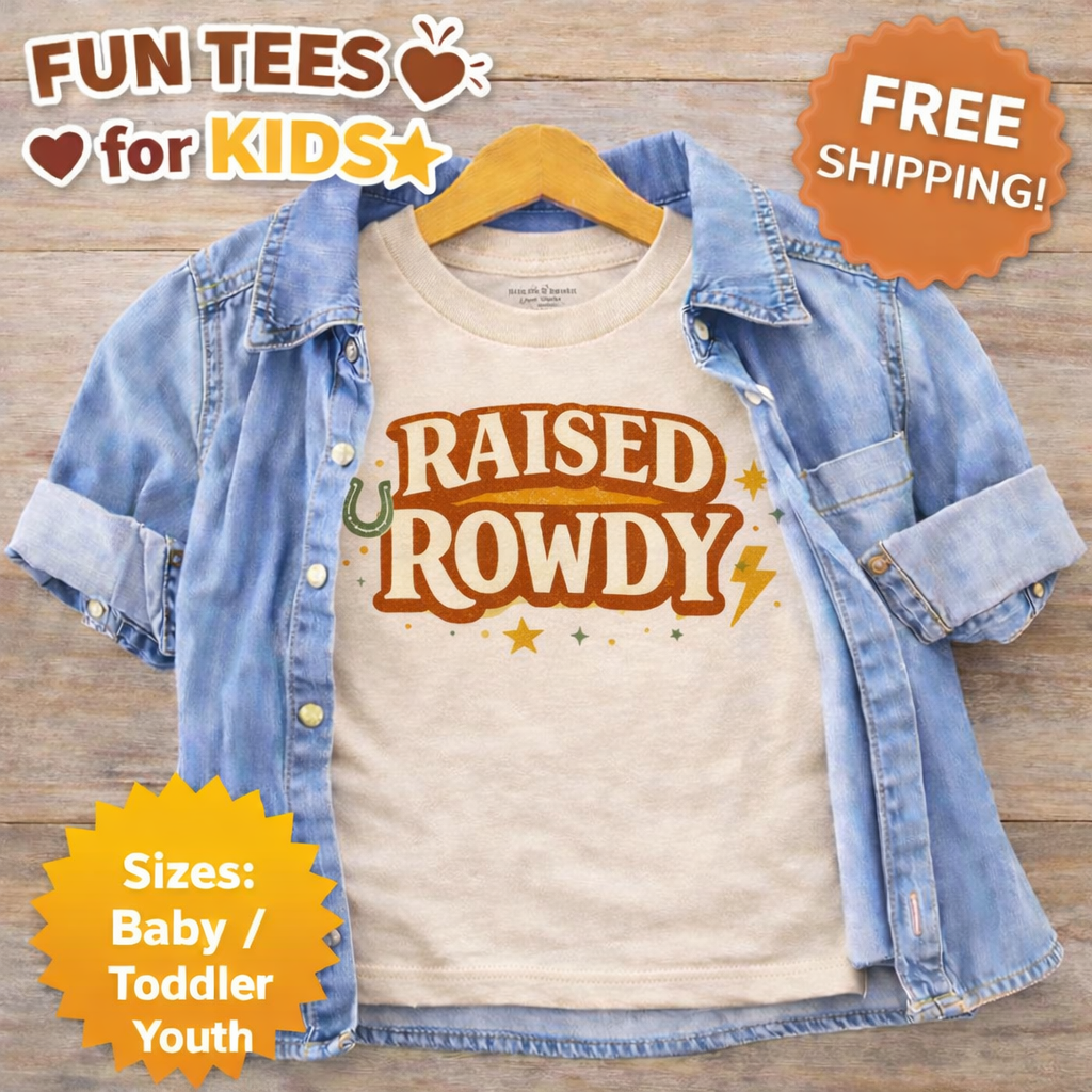 Raised Rowdy Toddler Shirt, Country Kid Shirt, Western Toddler Shirt, Cowboy Baby Tee, Country Boy Shirt, Southern Kids Clothing