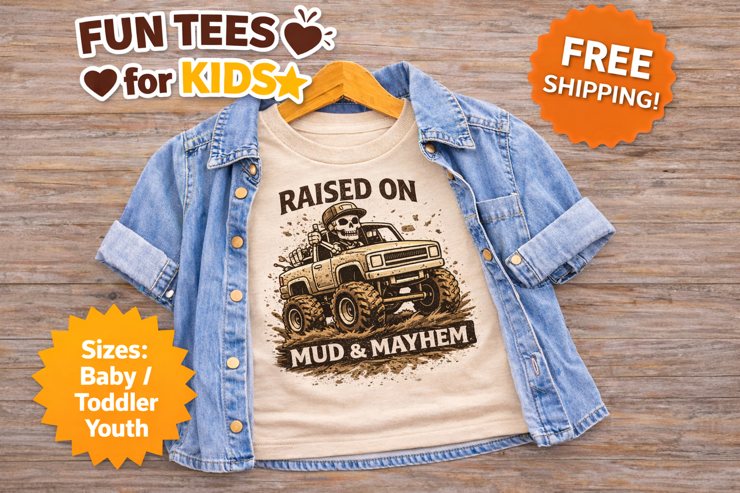 Raised On Mud & Mayhem Toddler Shirt, Monster Truck Kids Shirt, Country Boy Toddler Tee, Mud Truck Kid Shirt, Little Trucker Shirt, Farm Kid Shirt