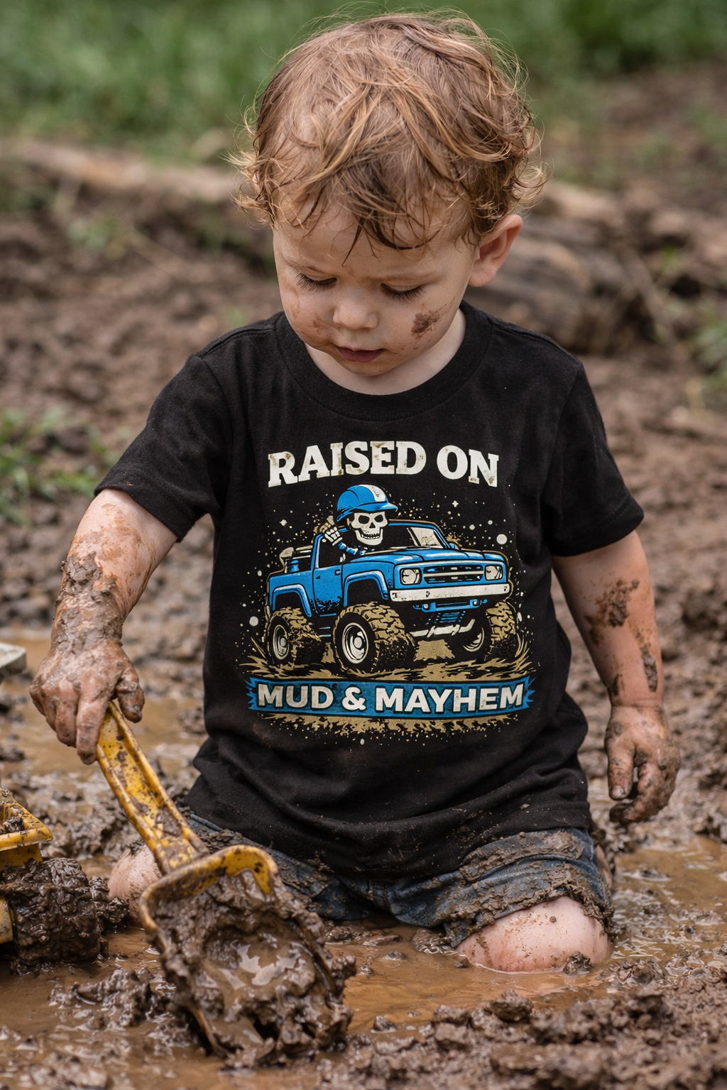 Monster Truck Toddler Shirt, Raised on Mud & Mayhem Kids Shirt, Skeleton Truck Tee, Country Boy Shirt, Mud Truck Shirt, Little Trucker Tee
