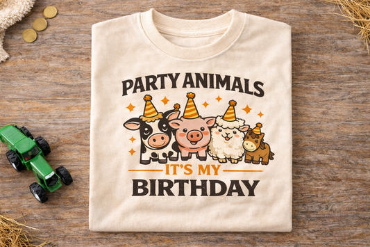 Party Animals It's My Birthday Shirt, Farm Birthday Toddler Tee, Barnyard Animal Party Outfit, Cute Kids Birthday Shirt for Boys Girls