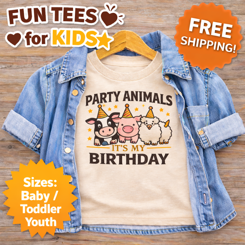 Party Animals It's My Birthday Shirt, Farm Birthday Toddler Tee, Barnyard Animal Party Outfit, Cute Kids Birthday Shirt for Boys Girls