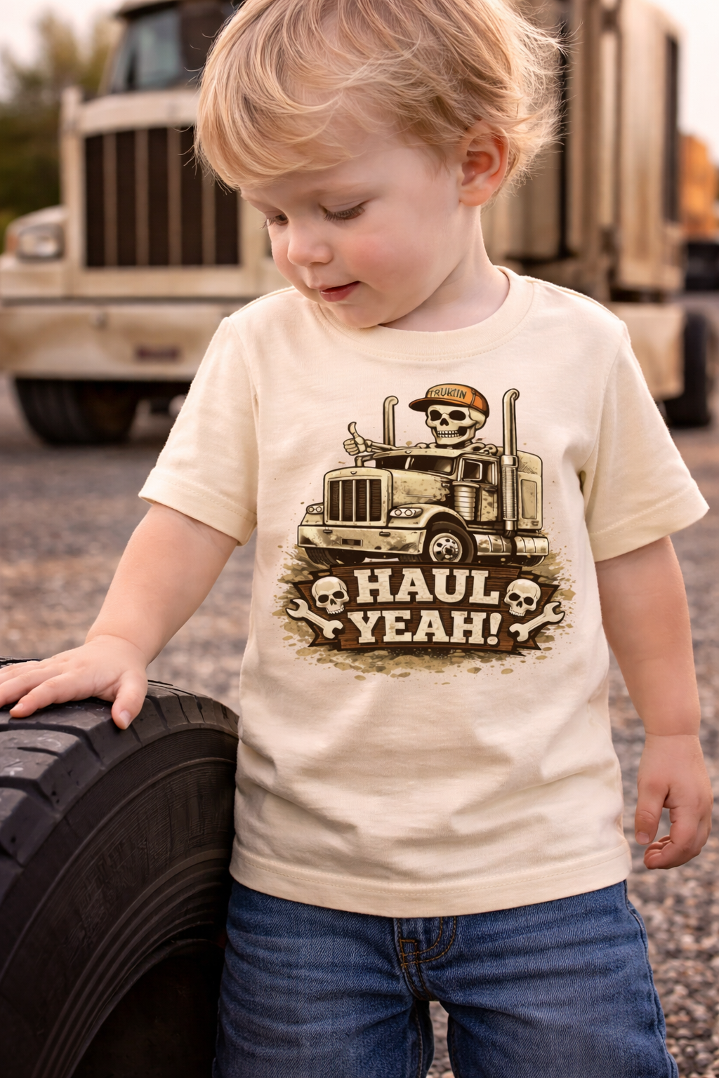 Haul Yeah Kids Truck Shirt, Funny Semi Truck Toddler Tee, Skeleton Trucker Graphic Top, Cool Big Rig Youth Shirt, Truck Lover Gift