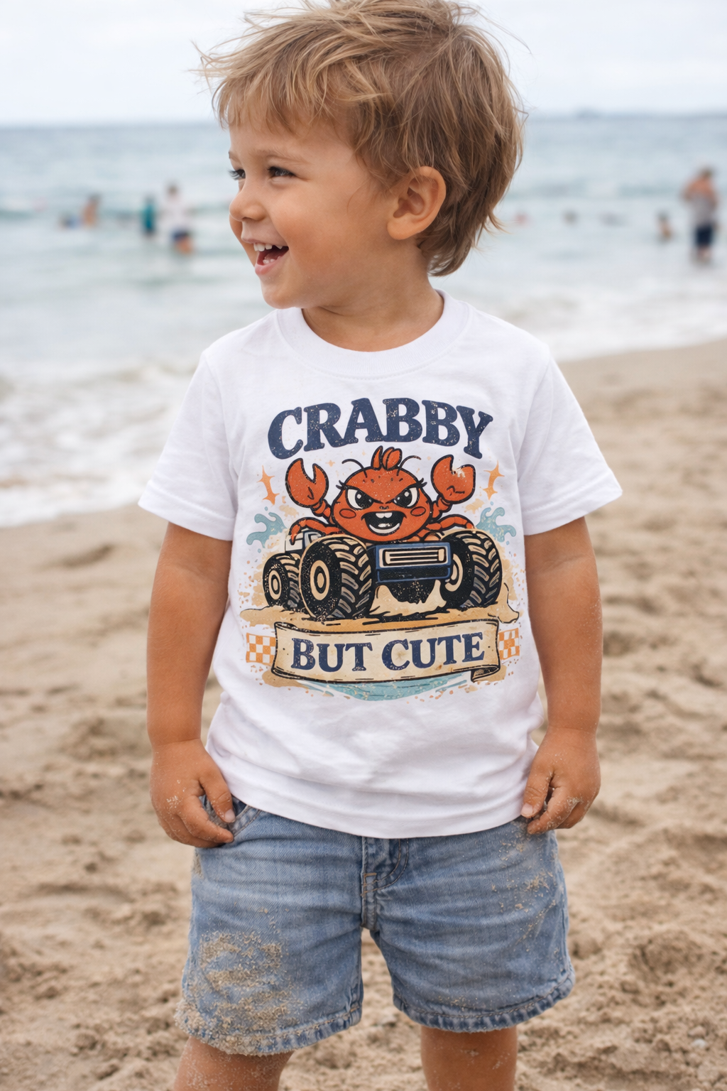 Crabby But Cute Toddler Shirt, Funny Crab Monster Truck Tee, Beach Vacation Kid Shirt, Summer Ocean Graphic Tee, Coastal Gift for Boys