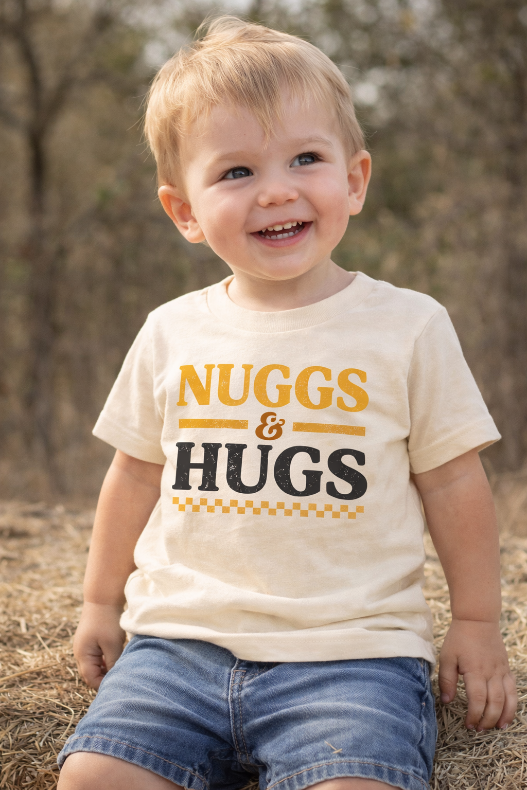 Nuggs and Hugs Toddler Shirt, Funny Chicken Nugget Kids Tee, Cute Fast Food Pun T Shirt, Birthday Gift for Boys Girls Toddlers Outfit