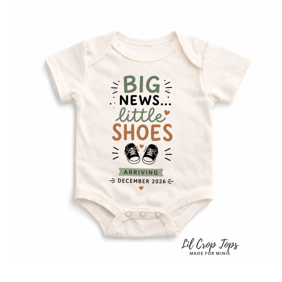 Big News Little Shoes Onesie