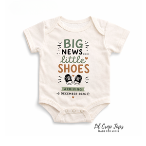 Big News Little Shoes Onesie