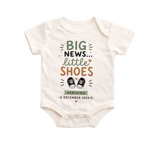 Big News Little Shoes Onesie