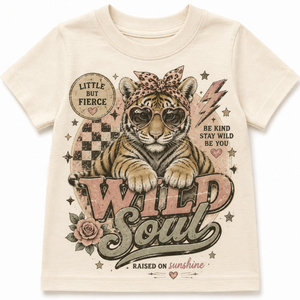 Tiger Shirt for Girls, Wild Soul Kids Shirt, Toddler Tiger Tee, Baby Girl Tiger Shirt, Retro Animal Graphic Tee, Wild Child Gift