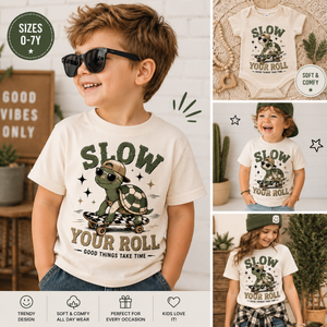 Slow Your Roll Turtle Shirt, Funny Turtle Shirt, Kids Skateboard Shirt, Toddler Graphic Tee, Baby Turtle Bodysuit, Skateboarding Turtle Shirt, Cute Animal Tee