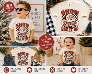Snow Diggity Bout to Bag It Up Shirt, Funny Santa Christmas Shirt, Toddler Christmas Shirt, Baby Christmas Bodysuit, Retro Santa Tee, Holiday Gift