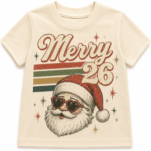 Kids Christmas Shirt 2026, Merry Christmas Toddler Tee, Vintage Santa Shirt, Baby Christmas Bodysuit, Retro Holiday Outfit for Kids