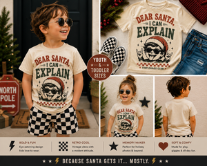 Dear Santa I Can Explain Christmas Shirt, Funny Toddler Christmas Shirt, Baby Holiday Bodysuit, Retro Santa Tee, Christmas Outfit for Kids