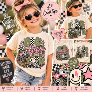 Big Sister Shirt, Monster Truck Sister Shirt, Big Sister of the Four Ever Wild, 4th Birthday Sibling Shirt, Matching Birthday Shirts
