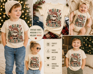 Kids Christmas Shirt, Vintage Santa Christmas Tee, Toddler Christmas Shirt, Baby Christmas Bodysuit, Retro Holiday Shirt for Kids